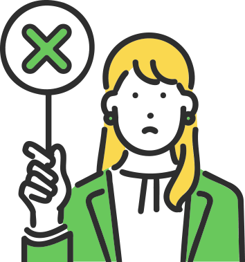 ✕を掲げた女性アイコン